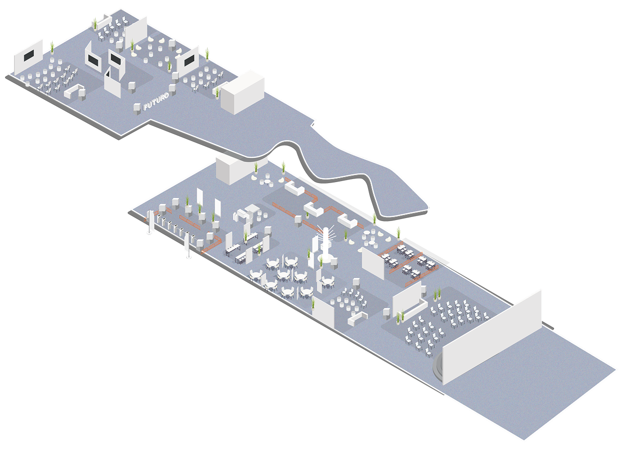 Mapa isométrico das experiências do evento Trampos do Futuro